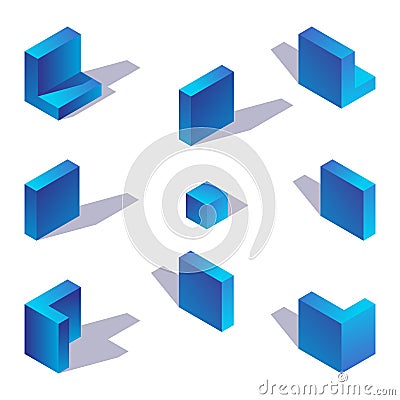 Blue gradient english letter l isometric with shadow in various foreshortening Stock Photo