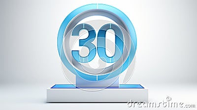 Blue Gradient Gong: Number 30 With Decluttering And Billboard Design Stock Photo