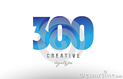 300 blue gradient number numeral digit logo icon design Vector Illustration