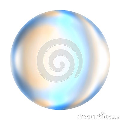 Blue gradient round air soap bubble crystal glass ball. Stock Photo