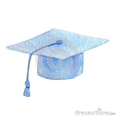 blue graduation cap icon. sketch for blogs. school decor Cartoon Illustration