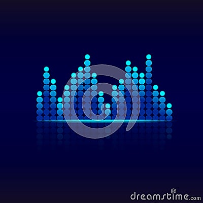 Blue graphic equalizer. Design sound wave equalizer.Music equalizer background for club, radio, concerts. vector Stock Photo