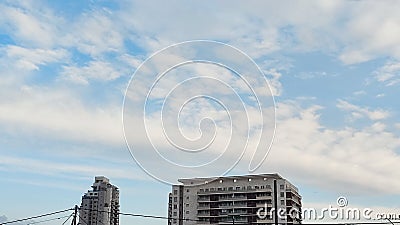 Blue gray light sky nature white clouds whether background , sun face Stock Photo