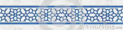 Blue greek decoration border white wall Cartoon Illustration