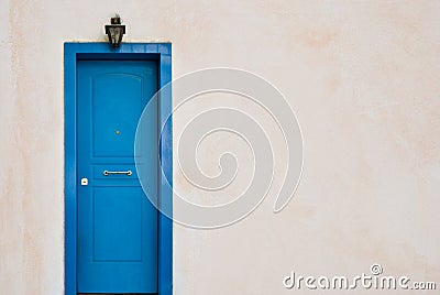 Blue Greek door Stock Photo