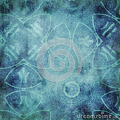 Blue and Green Abstract Grunge Background with Large Design Stock Photo