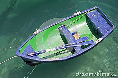 Blue and green boat Stock Photo