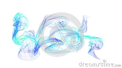 Blue and green colorful smoked Interesting funky colored smoke splash isolated on white Stock Photo