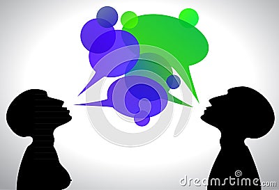 Blue - green conversation boxes Stock Photo