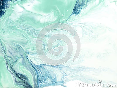 Blue and green creative abstract hand painted background, marble texture, abstract ocean Stock Photo