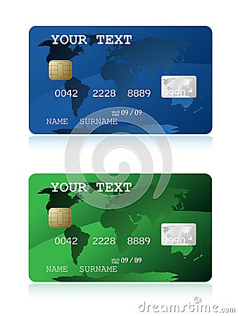 Blue and green credit card illustration Vector Illustration