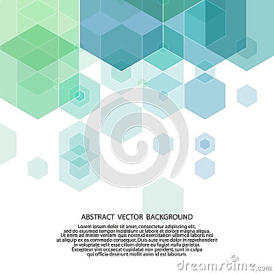 Blue green hexagon background. polygonal style layout for advertising. eps 10 Vector Illustration