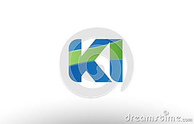 blue green ki k i alphabet letter logo combination icon design Vector Illustration