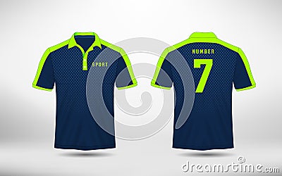 Blue and green lines layout football sport t-shirt, kits, jersey, shirt design template. Vector Illustration