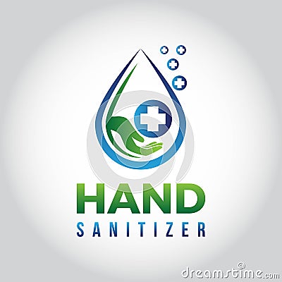 Blue and green modern hand sanitizer healthcare logo Vector Illustration