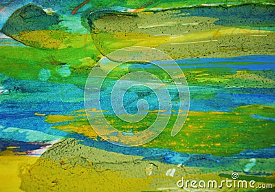 Blue green muddy spots, paint watercolor creative background Stock Photo