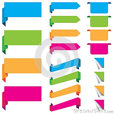 Blue, green, orange, and pink of web stickers, tags, and labels template isolated Vector Illustration