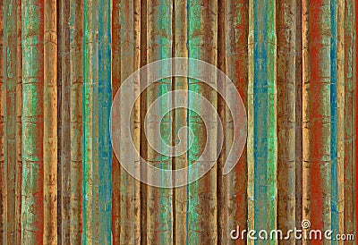 Blue green and red bamboo stripes Stock Photo