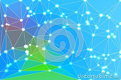 Blue green red geometric background with mesh and lights Vector Illustration