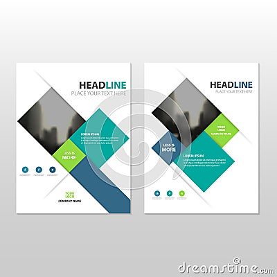 Blue green square Vector annual report Leaflet Brochure Flyer template design, book cover layout design Vector Illustration