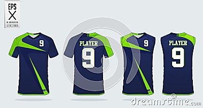 T-shirt sport design template for soccer jersey, football kit and tank top for basketball jersey. Uniform in front and back view. Vector Illustration