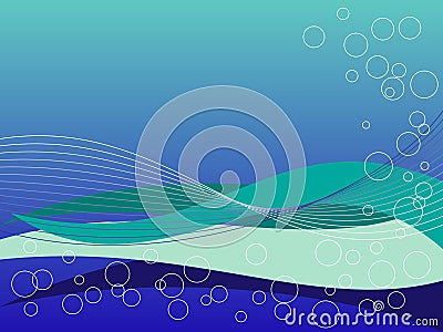 Blue Green Waves Vector Illustration