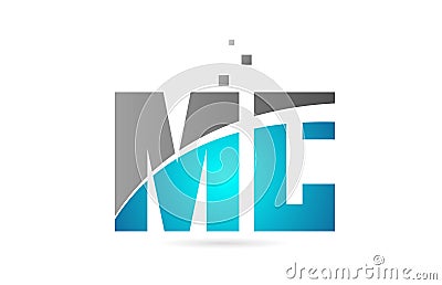 blue grey alphabet letter combination MC M C for logo icon design Vector Illustration