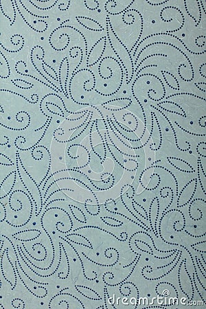 Blue-grey handmade art paper with dotted twirls Stock Photo