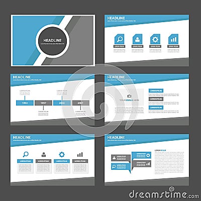 Blue and grey multipurpose infographic presentation Brochure flyer leaflet website template flat design Vector Illustration