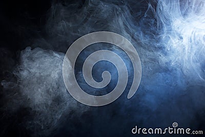 Blue/Grey Smoke on Black Background Stock Photo