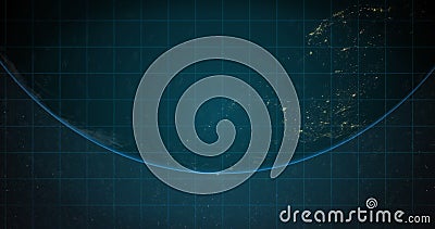 Blue grid over part of globe with illuminated network points Stock Photo