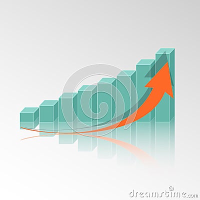 Blue growing graph Vector Illustration