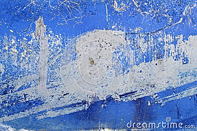 Blue grunge aged paint wall texture background Stock Photo