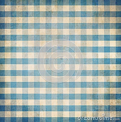 Blue grunge checked gingham picnic tablecloth background Stock Photo