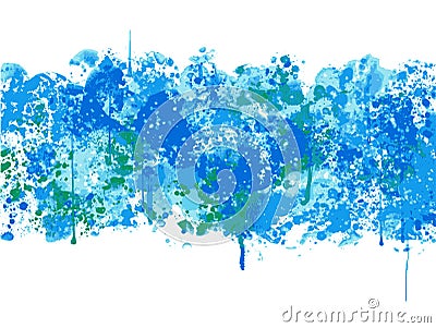 Blue Grunge Ink Splats and Blotches Distressed Banner Page Decor Vector Illustration