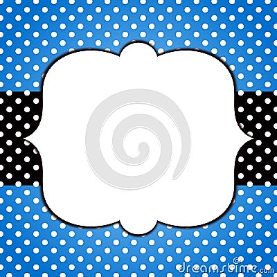 Blue grunge polka dots frame greeting card Stock Photo