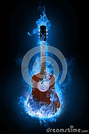 Blue guitar Stock Photo