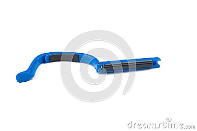 Blue guitar capo isolated on white background.Copy space Stock Photo