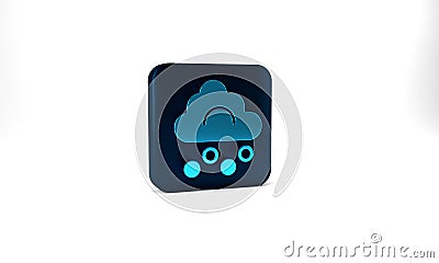 Blue Hail cloud icon isolated on grey background. Blue square button. 3d illustration 3D render Cartoon Illustration