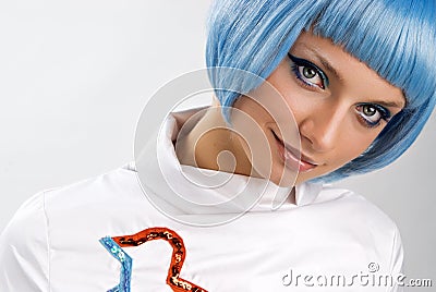 Blue hair Stock Photo
