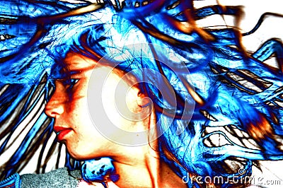 Blue hair Stock Photo