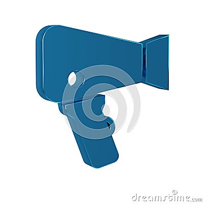 Blue Hair dryer icon isolated on transparent background. Hairdryer sign. Hair drying symbol. Blowing hot air. Stock Photo