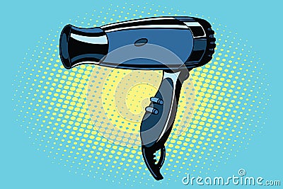 Blue Hairdryer for drying hair Vector Illustration