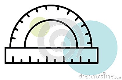 Blue half circled ruller, icon Vector Illustration