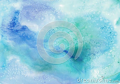 Blue hand-drawn watercolor background for design Stock Photo