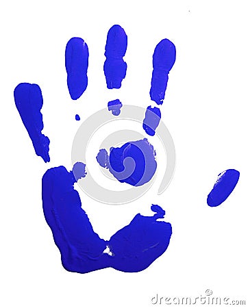 Blue hand-print Stock Photo