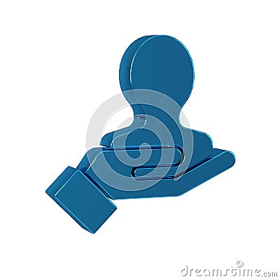 Blue Hand for search a people icon isolated on transparent background. Recruitment or selection concept. Search for Stock Photo