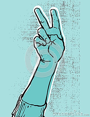 Blue hand- victory Vector Illustration