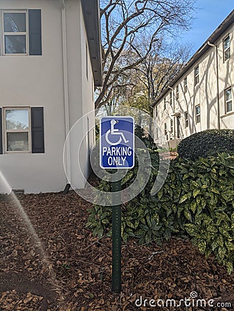 Blue Handicap parking sign, accessible parking Stock Photo