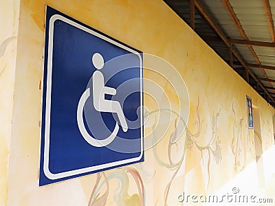 Blue handicapped sign Stock Photo